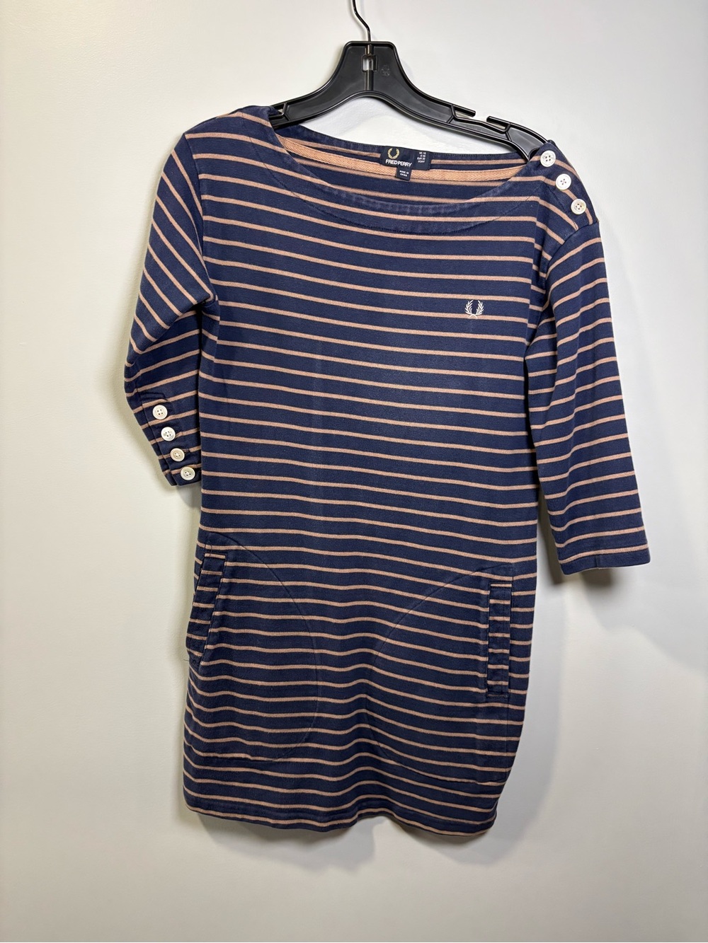 Fred Perry Navy with Pink Stripe Knit Mini Dress